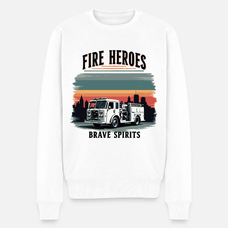 Fire Heroes – Brave Spirits - Männer Premium Bio Pullover - Weiß