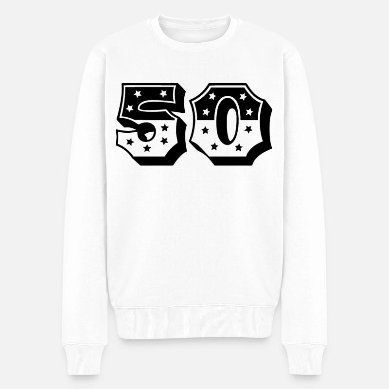 Zahl 50 - Männer Premium Bio Pullover - Weiß