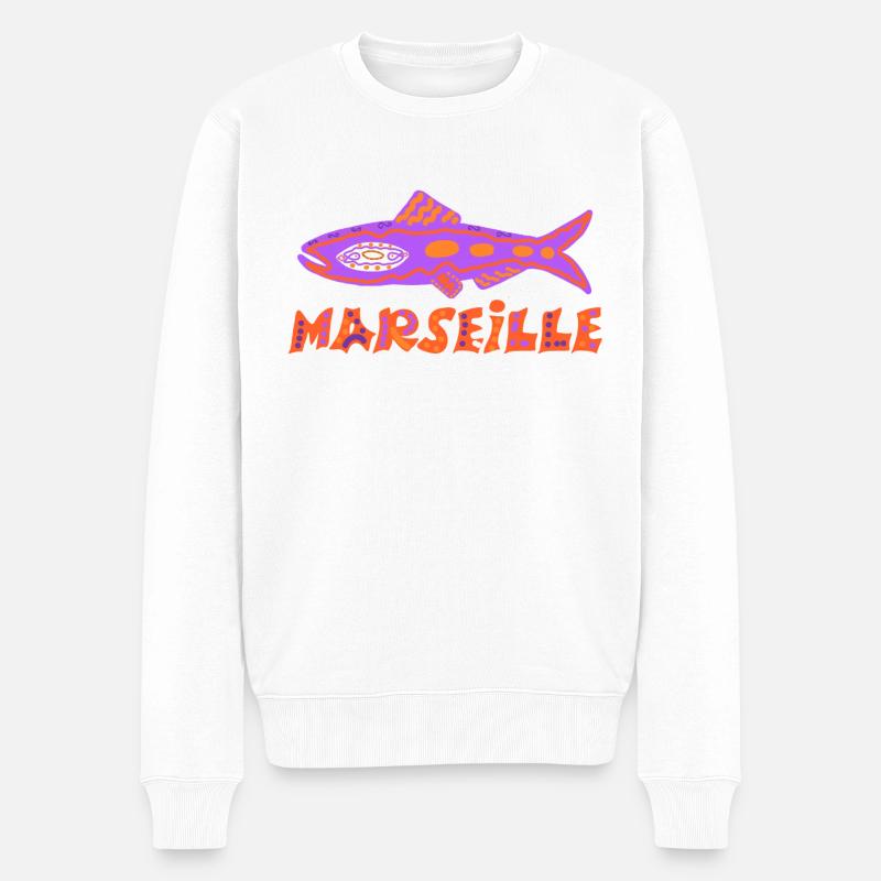 Sardinen-Marseillaise - Männer Premium Bio Pullover - Weiß