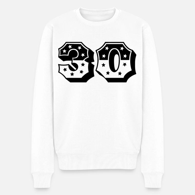 Number 30 - Men's Premium Organic Jumper - white