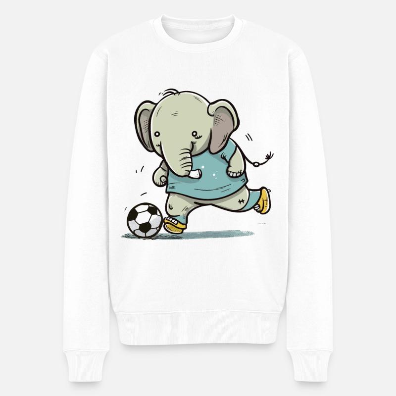 Éléphant averti de football - Pull Premium bio Homme - blanc
