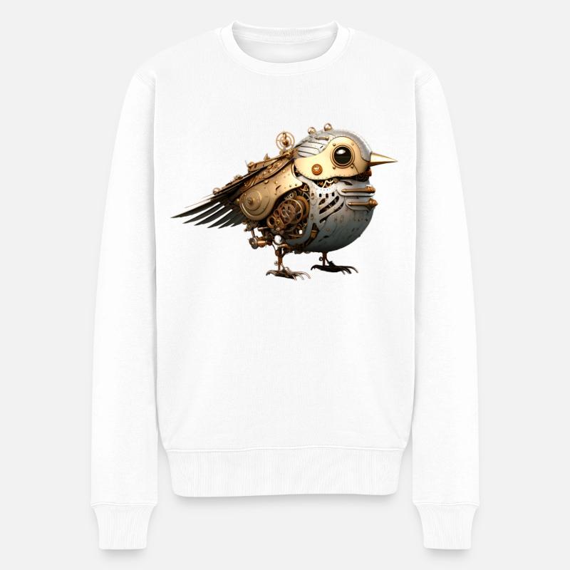 Steampunk Vogel - Männer Premium Bio Pullover - Weiß
