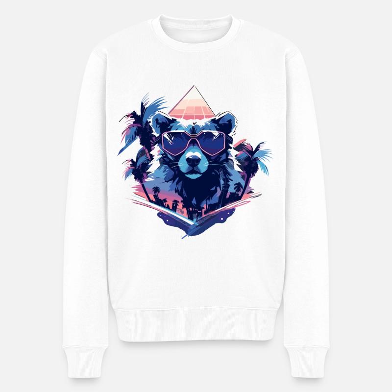 Future Bear mit Sonnenbrille - Männer Premium Bio Pullover - Weiß
