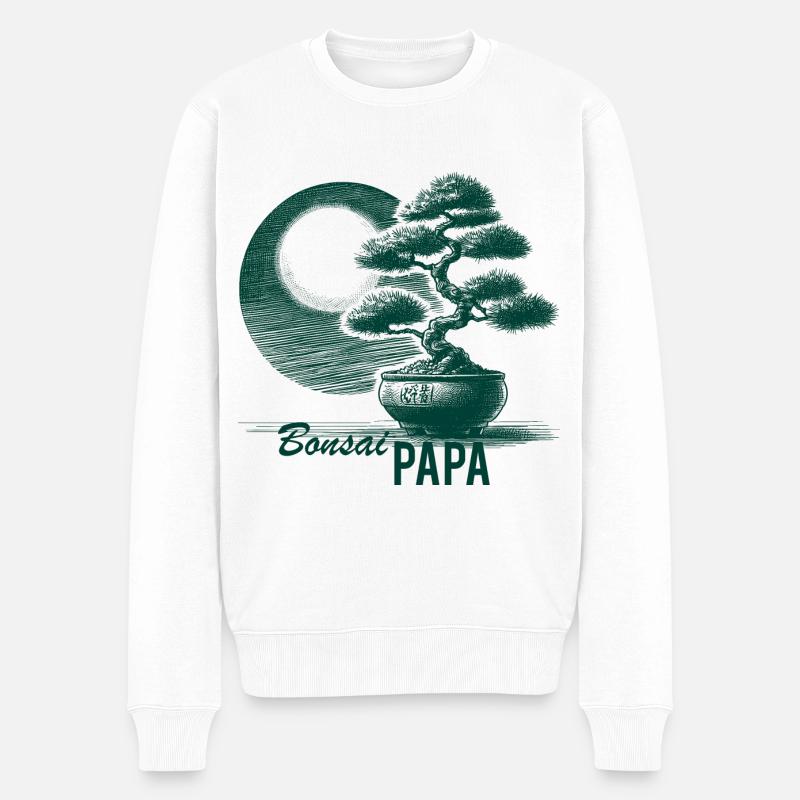 Bonsai Papa - Männer Premium Bio Pullover - Weiß