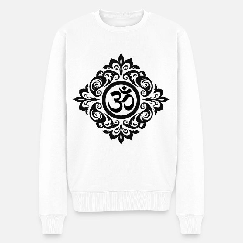 Résonance cosmique : le Om sacré - Pull Premium bio Homme - blanc