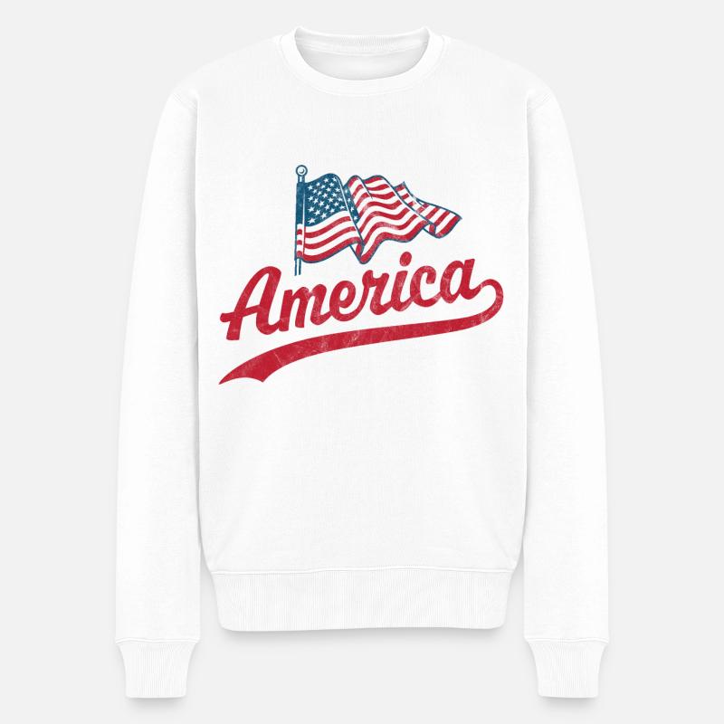 Drapeau de l’Amérique - Pull Premium bio Homme - blanc