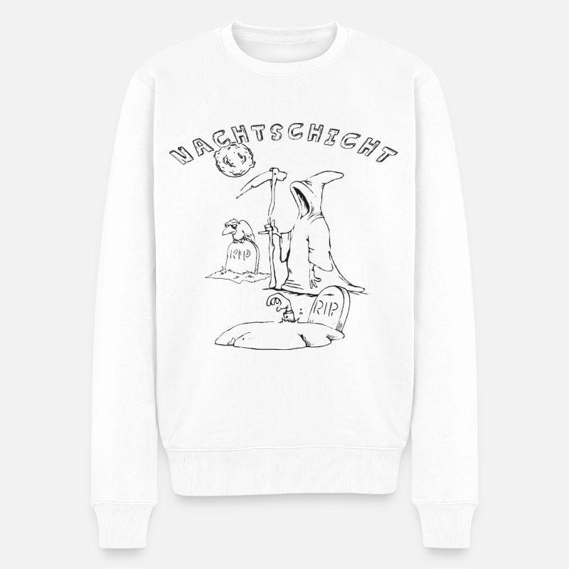 Nachtschicht - Männer Premium Bio Pullover - Weiß
