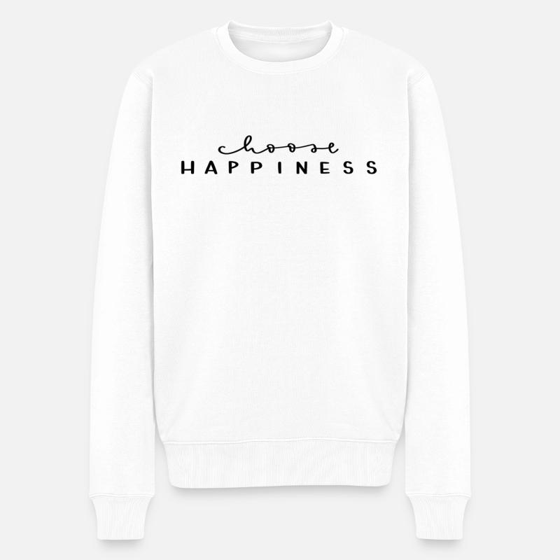 choisissez le bonheur cadeau d'anniversaire de lettrage - Pull Premium bio Homme - blanc