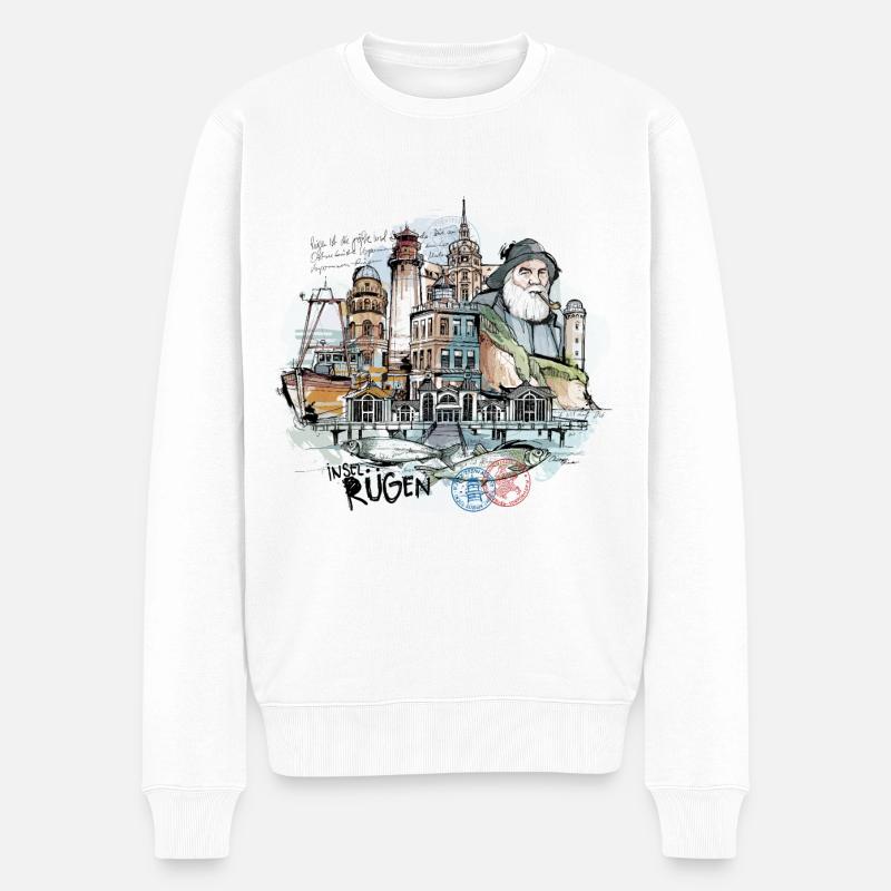 Insel Rügen Collage - Männer Premium Bio Pullover - Weiß