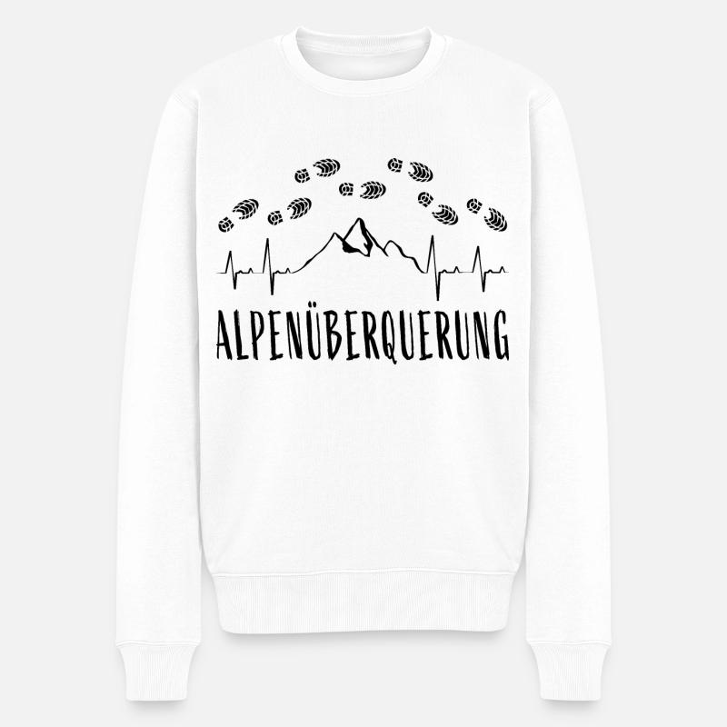 Alpenüberquerung E5 Herzschlag Fußabdrücke - Männer Premium Bio Pullover - Weiß