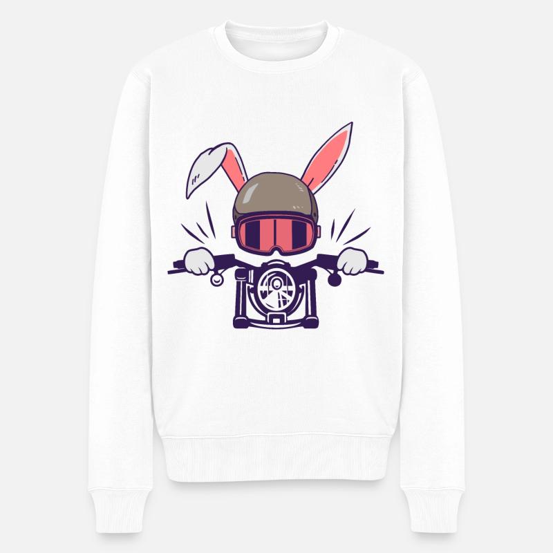 Lapin Motocycliste Motard - Pull Premium bio Homme - blanc