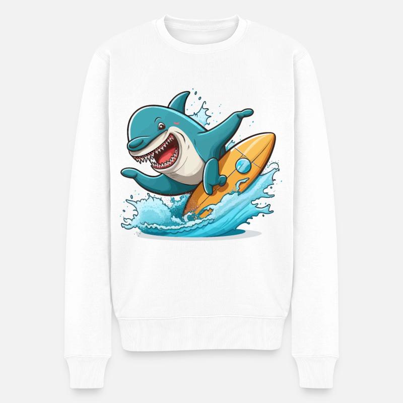 Surfeur de requins - Pull Premium bio Homme - blanc