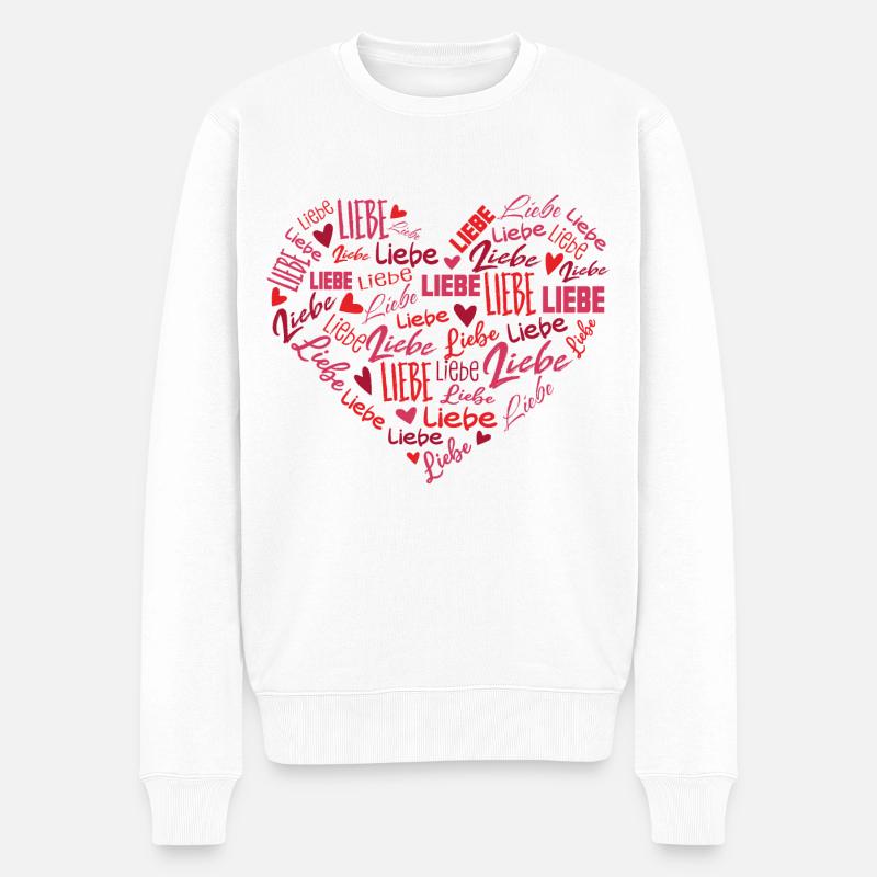 Liebe Herz Love - Valentinstag verliebt Muttertag - Männer Premium Bio Pullover - Weiß