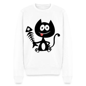 Gourmet cat, fish eater! Cat humor - Men's Premium Organic Jumper - white - Front - Thijin (182cm)