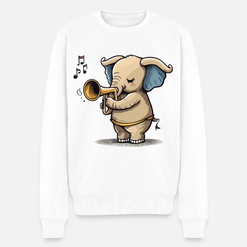 Trompete Elefant - Männer Premium Bio Pullover - Weiß