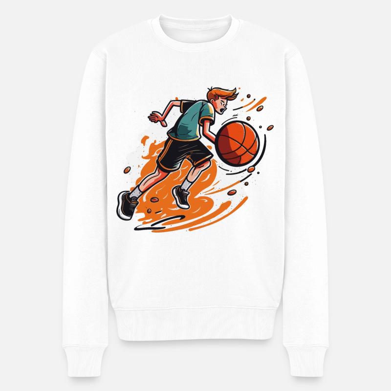 Basketball-Profi mit Höchstgeschwindigkeit - Männer Premium Bio Pullover - Weiß