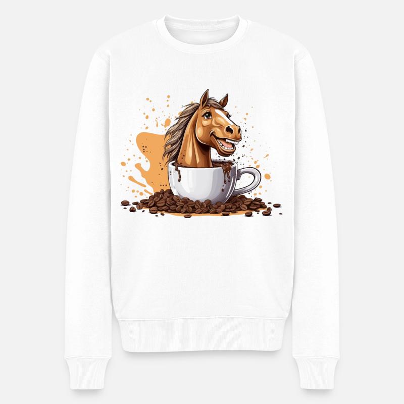 Cavalier à cheval café - Pull Premium bio Homme - blanc