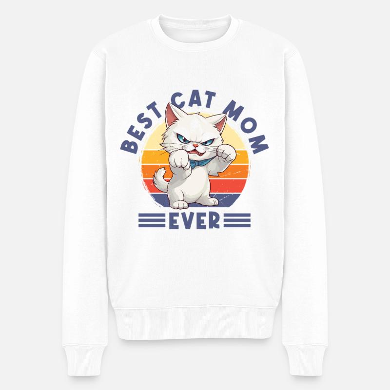 Chat Meilleur chat maman jamais Chat Maman Drôle Dicton - Pull Premium bio Homme - blanc
