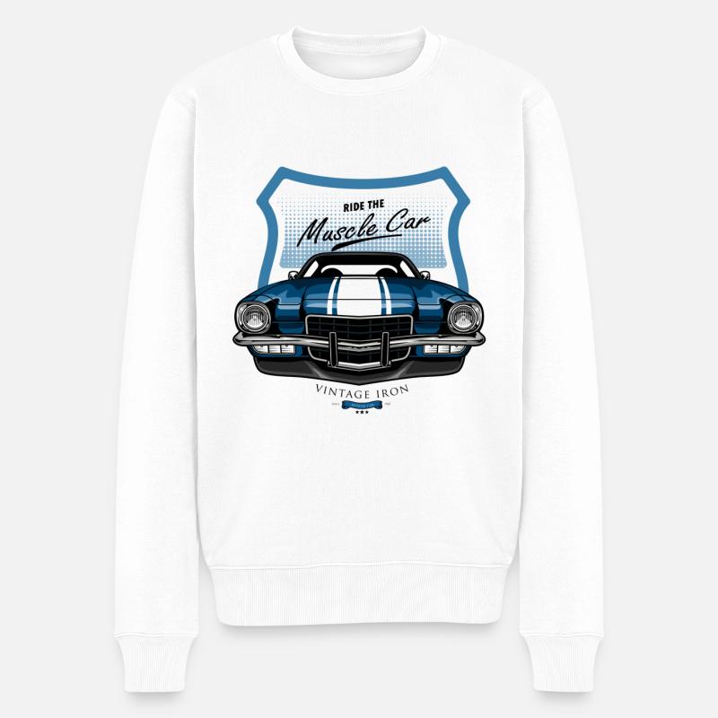UX Muscle Car - Männer Premium Bio Pullover - Weiß