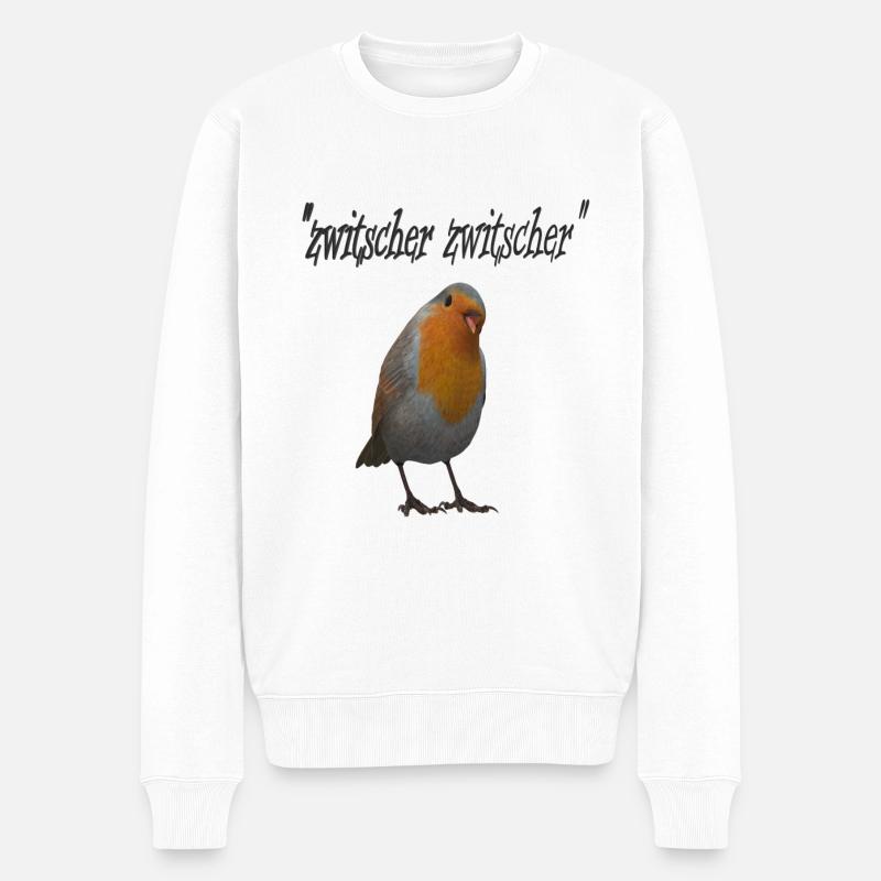Rotkehlchen Design - Männer Premium Bio Pullover - Weiß
