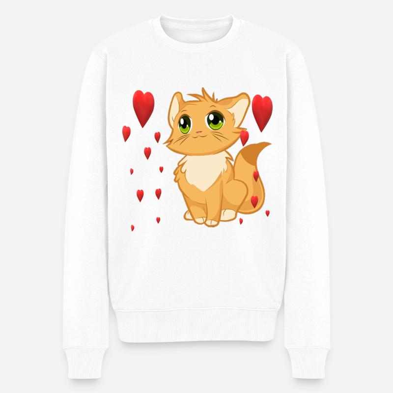 süsse Katze - Männer Premium Bio Pullover - Weiß