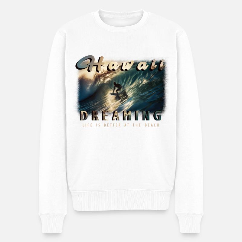 Hawaii Dreaming Life is better at the Beach - Männer Premium Bio Pullover - Weiß