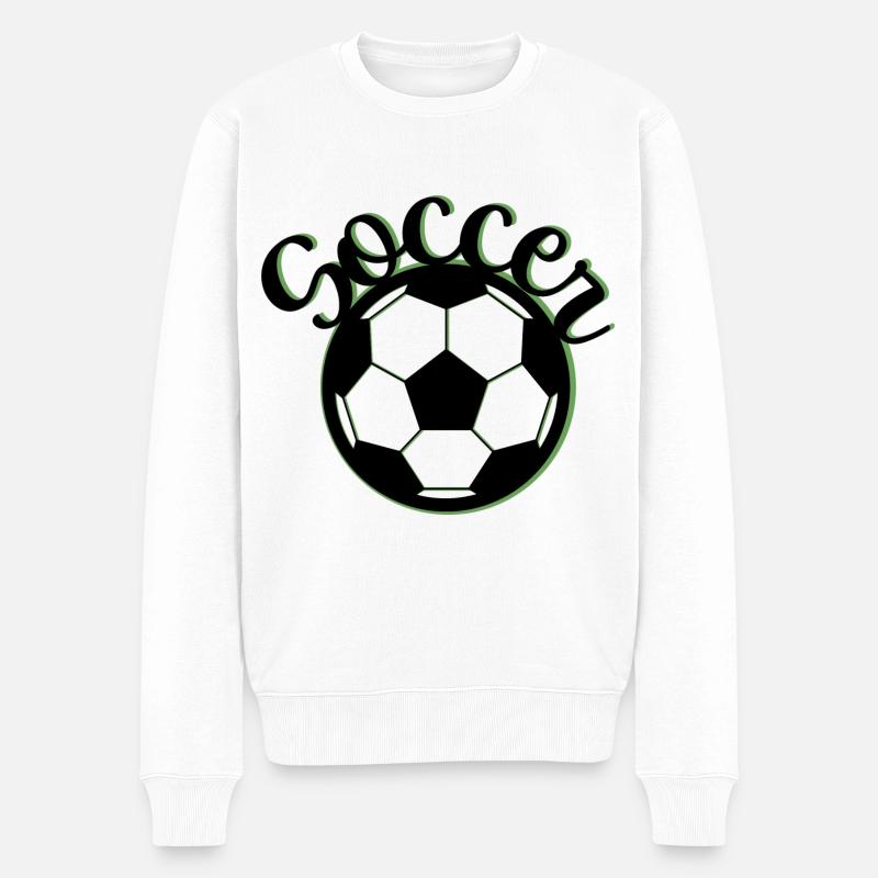 SOCCER GRÜN - Männer Premium Bio Pullover - Weiß