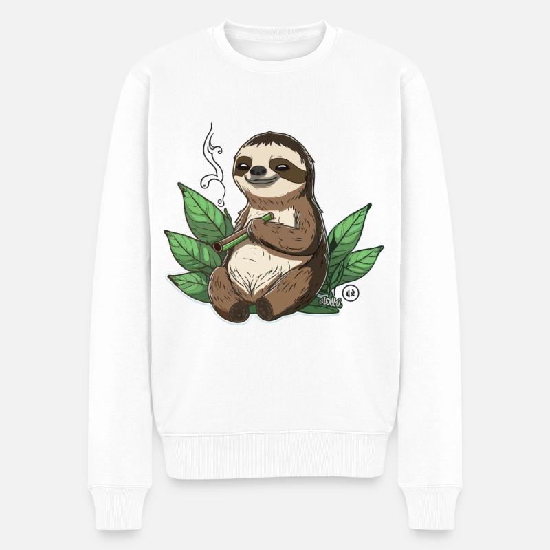 Faultier High Life - Männer Premium Bio Pullover - Weiß