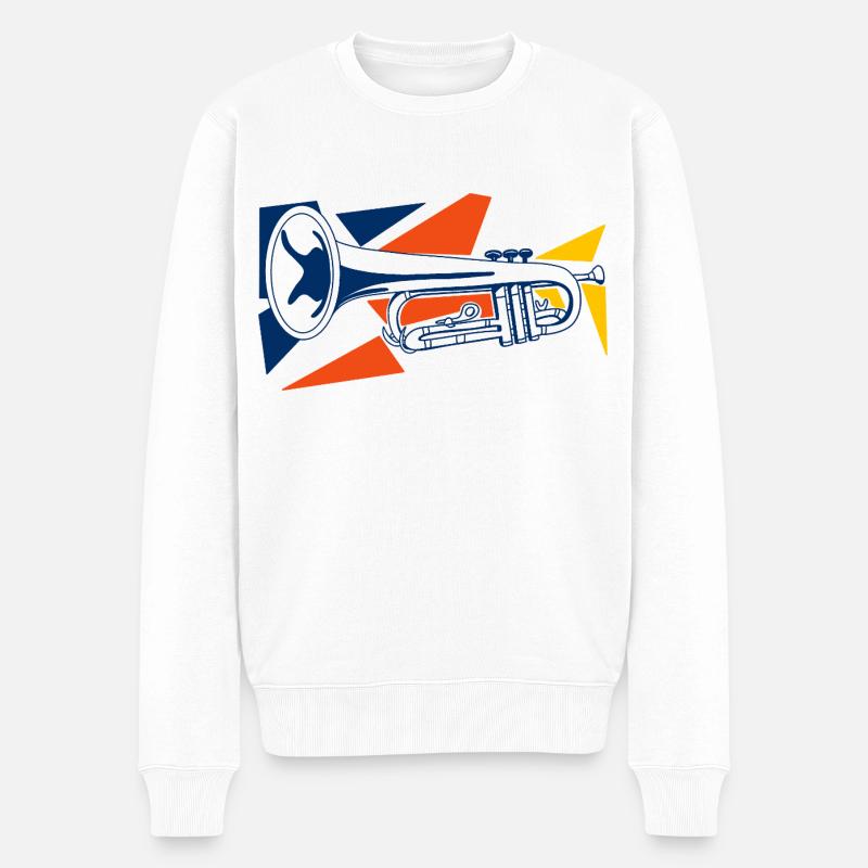 Trompete Pop Art - Männer Premium Bio Pullover - Weiß