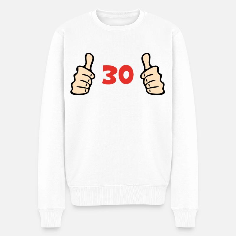 30 ans - Pull Premium bio Homme - blanc