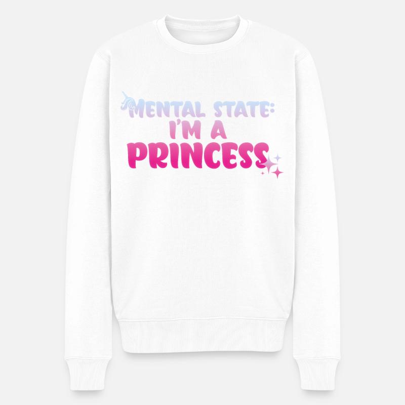 Geisteszustand: Ich bin eine Prinzessin - Männer Premium Bio Pullover - Weiß