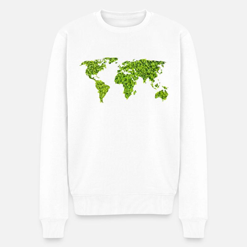 Carte du monde vert - Pull Premium bio Homme - blanc