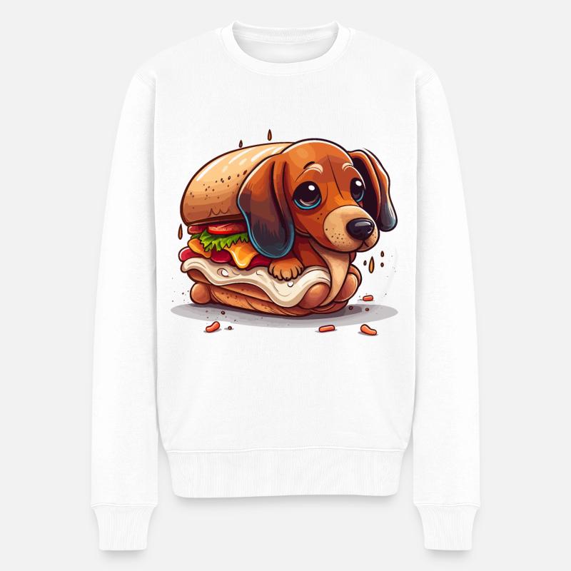 Dackel - Männer Premium Bio Pullover - Weiß