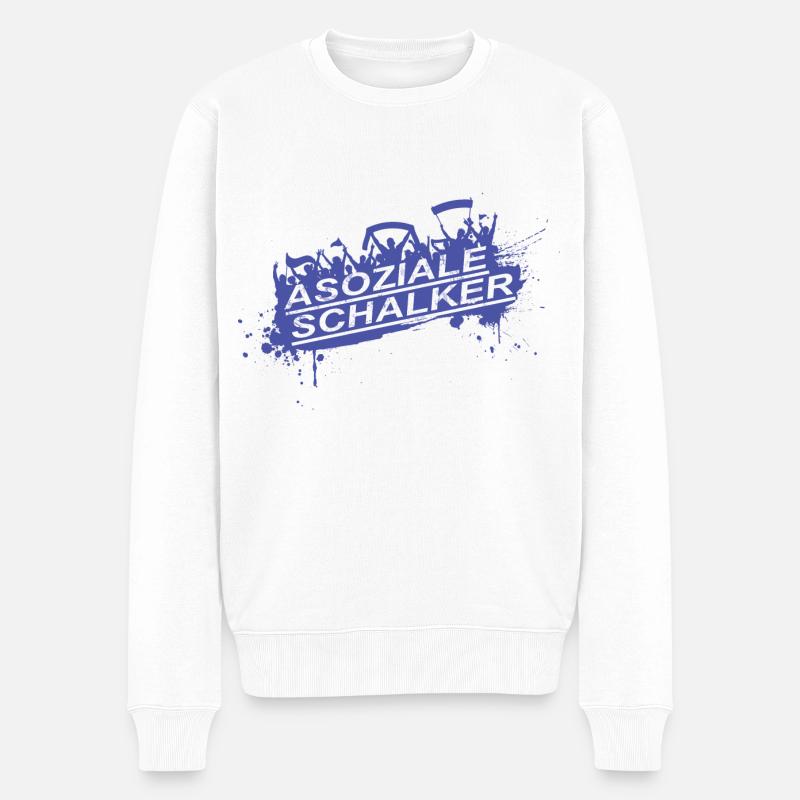 Asoziale Schalker Fan Design - Männer Premium Bio Pullover - Weiß