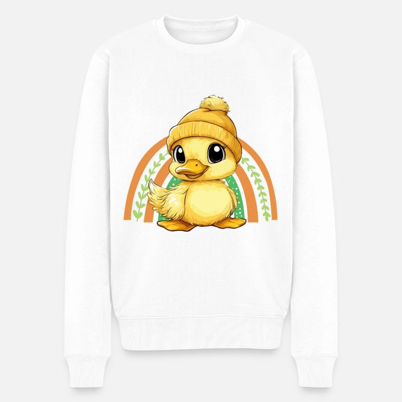 Ente Süß Niedlich Baby Kinder Tier Entchen Cartoon - Männer Premium Bio Pullover - Weiß