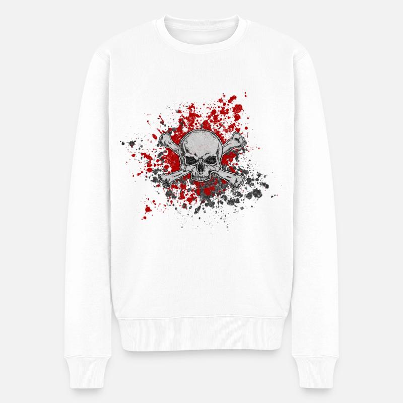 totenkopf - Männer Premium Bio Pullover - Weiß
