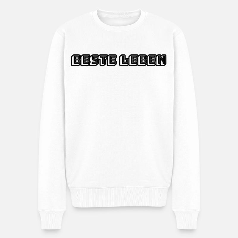 BESTE LEBEN - Männer Premium Bio Pullover - Weiß