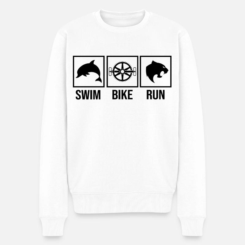 Triathlète Triathlon « natation-vélo-course » - Pull Premium bio Homme - blanc