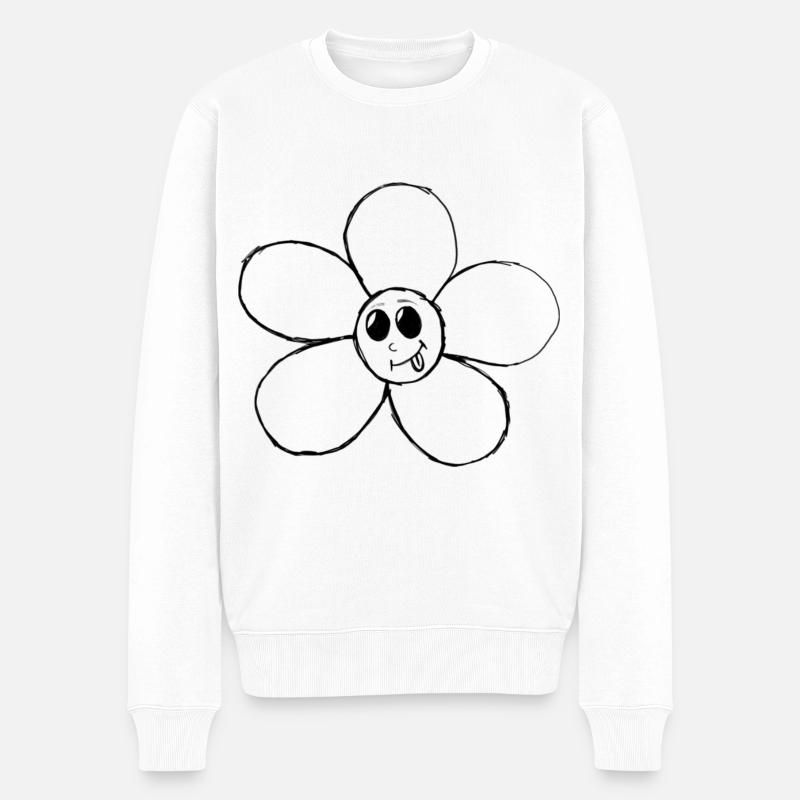 kawaii schwarz n weiß blume | Original von. MMJ49 - Männer Premium Bio Pullover - Weiß