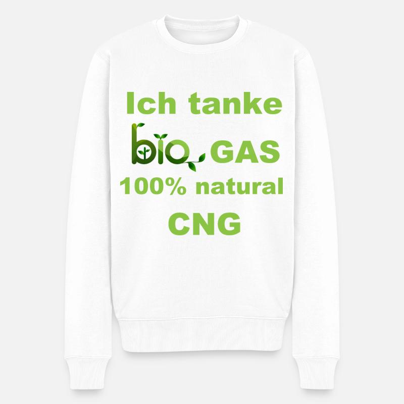 Ich tanke Bio Gas 100% CNG grün - Männer Premium Bio Pullover - Weiß