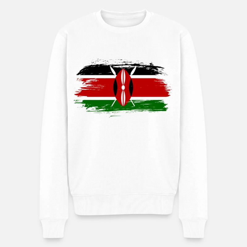 Drapeau du Kenya drapeau - Pull Premium bio Homme - blanc