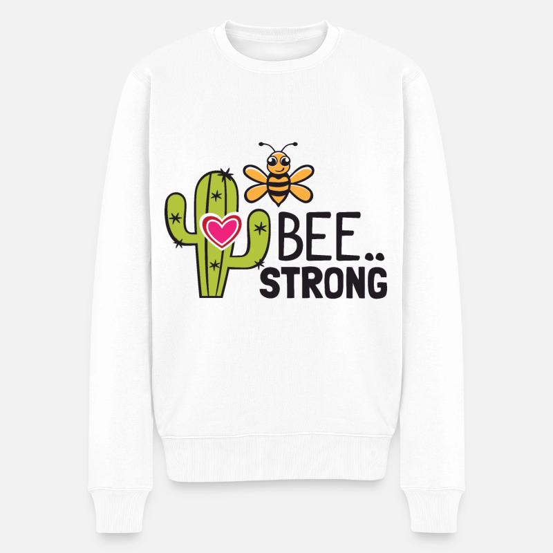 Bee Strong Lovely Cactus - Pull Premium bio Homme - blanc