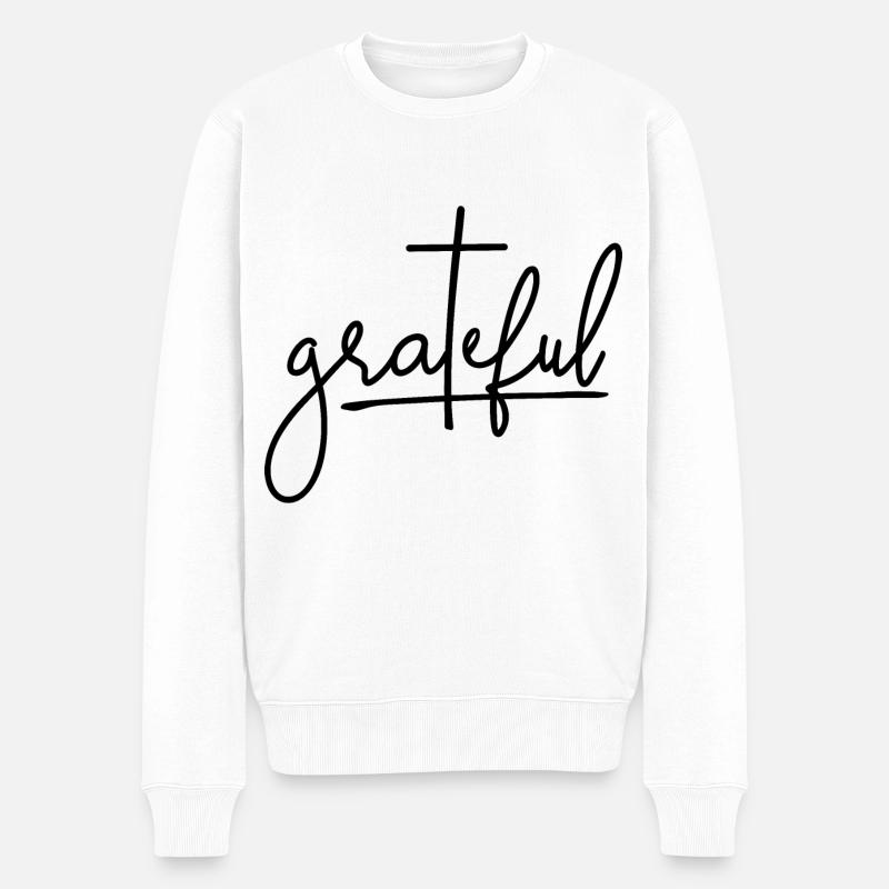 Lettrage religieux reconnaissant - Pull Premium bio Homme - blanc