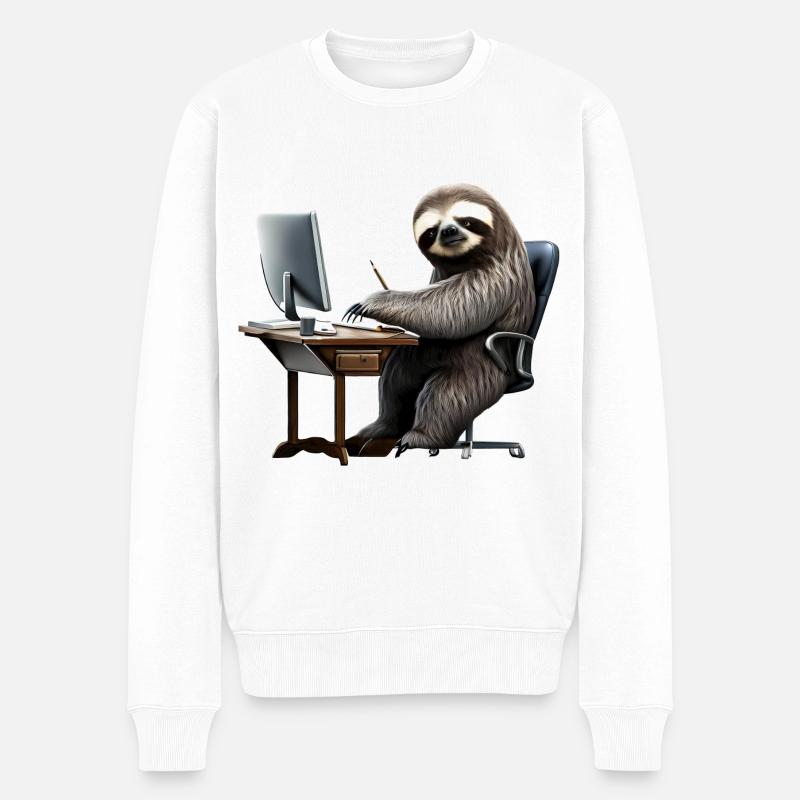 Paresseux de bureau - Pull Premium bio Homme - blanc