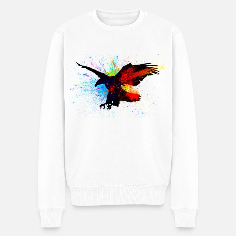 Adler Eagle Color Splash - Männer Premium Bio Pullover - Weiß