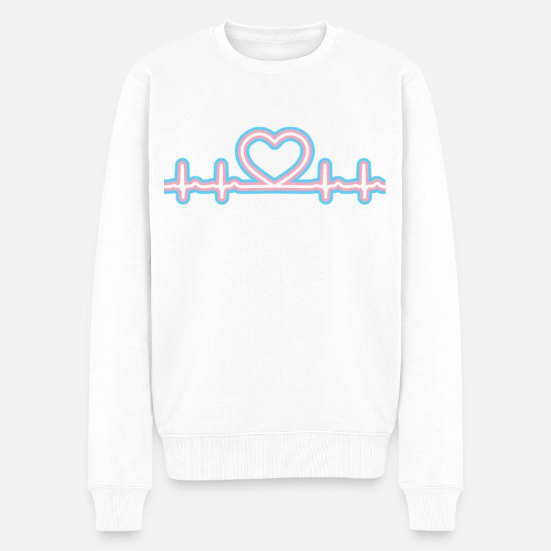 Transgender Pride Heartbeat - Pull Premium bio Homme - blanc