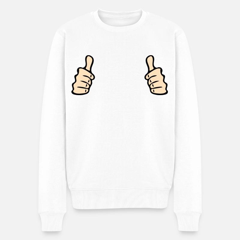 Daumen Hoch - Männer Premium Bio Pullover - Weiß