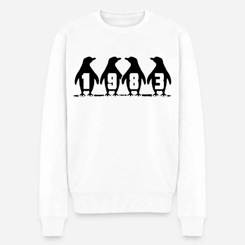 1983 geburtstag pinguinparty winterschwimmer - Männer Premium Bio Pullover - Weiß