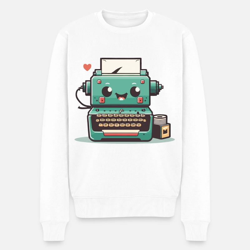 Schreibmaschine Retro - Männer Premium Bio Pullover - Weiß