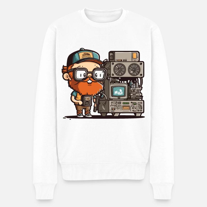 Geek-Chic - Männer Premium Bio Pullover - Weiß